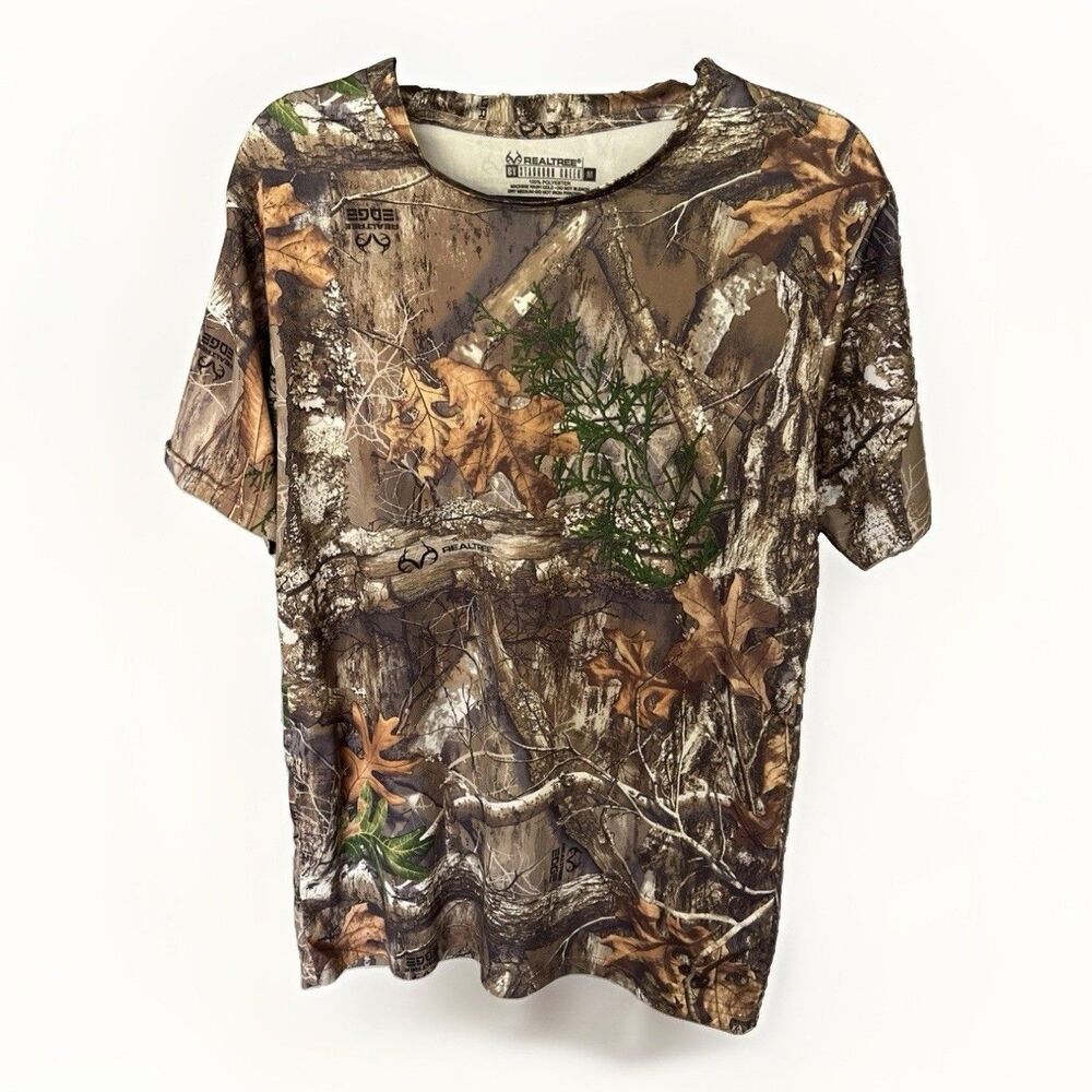 Realtree Performance Shirt Mens Size M Camo Edge Hunting Quickdry